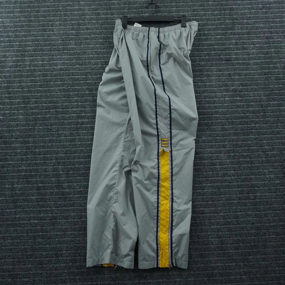 Y2K Adidas Track Pants Mens M Grey Yellow Navy Blue Stripe Mesh Lined Athletic